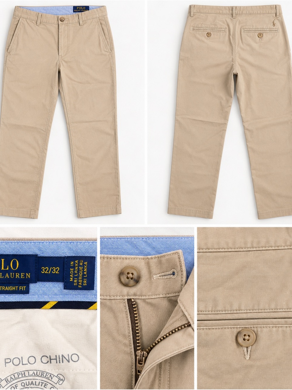 Polo Ralph Lauren Stretch Straight Fit Chino Pants Khaki 32x32